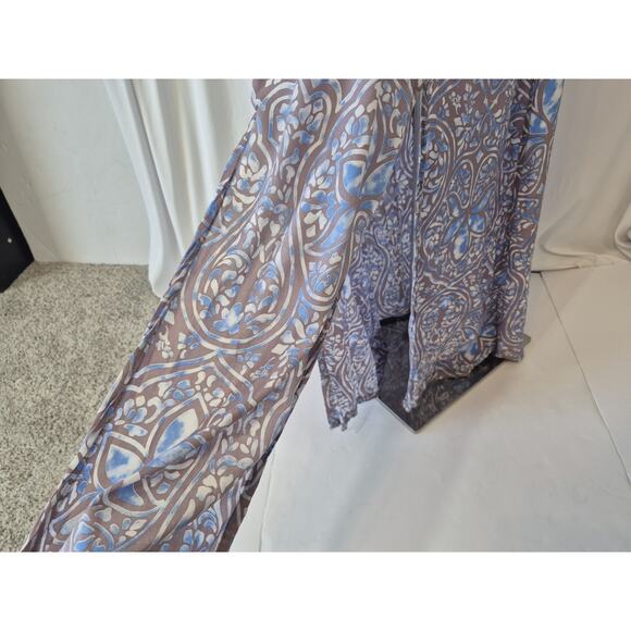 Tiara Hawaii Womens Blue Purple Abstract Smocked Maxi Dress Medium Large - Picture 3 of 6